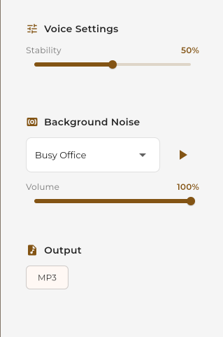 Noise type selector