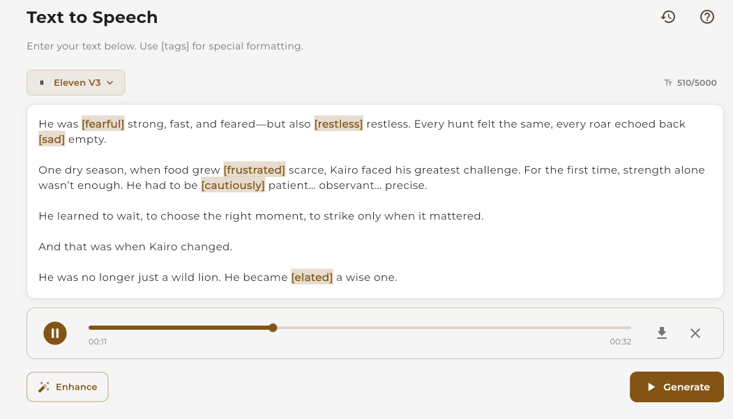 Generated audio with noise