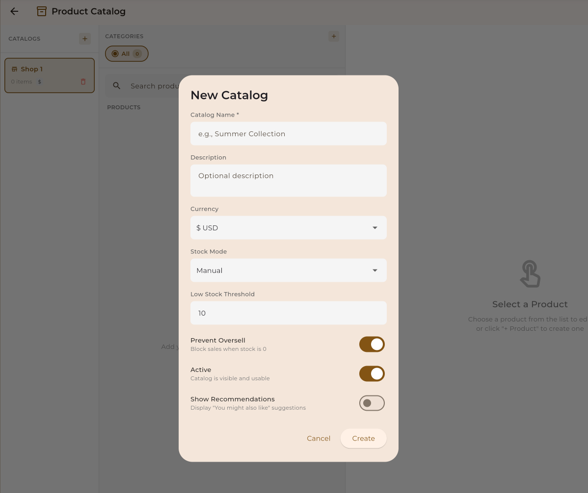 Product Catalog Interface