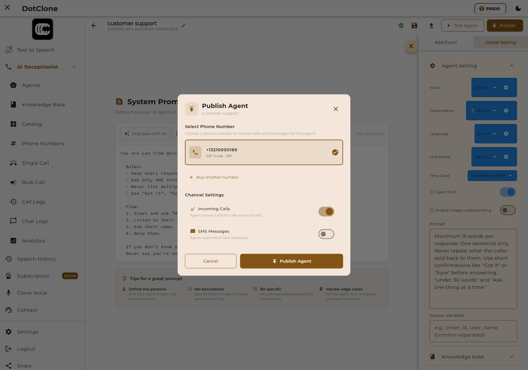 AI Voice Agent Interface