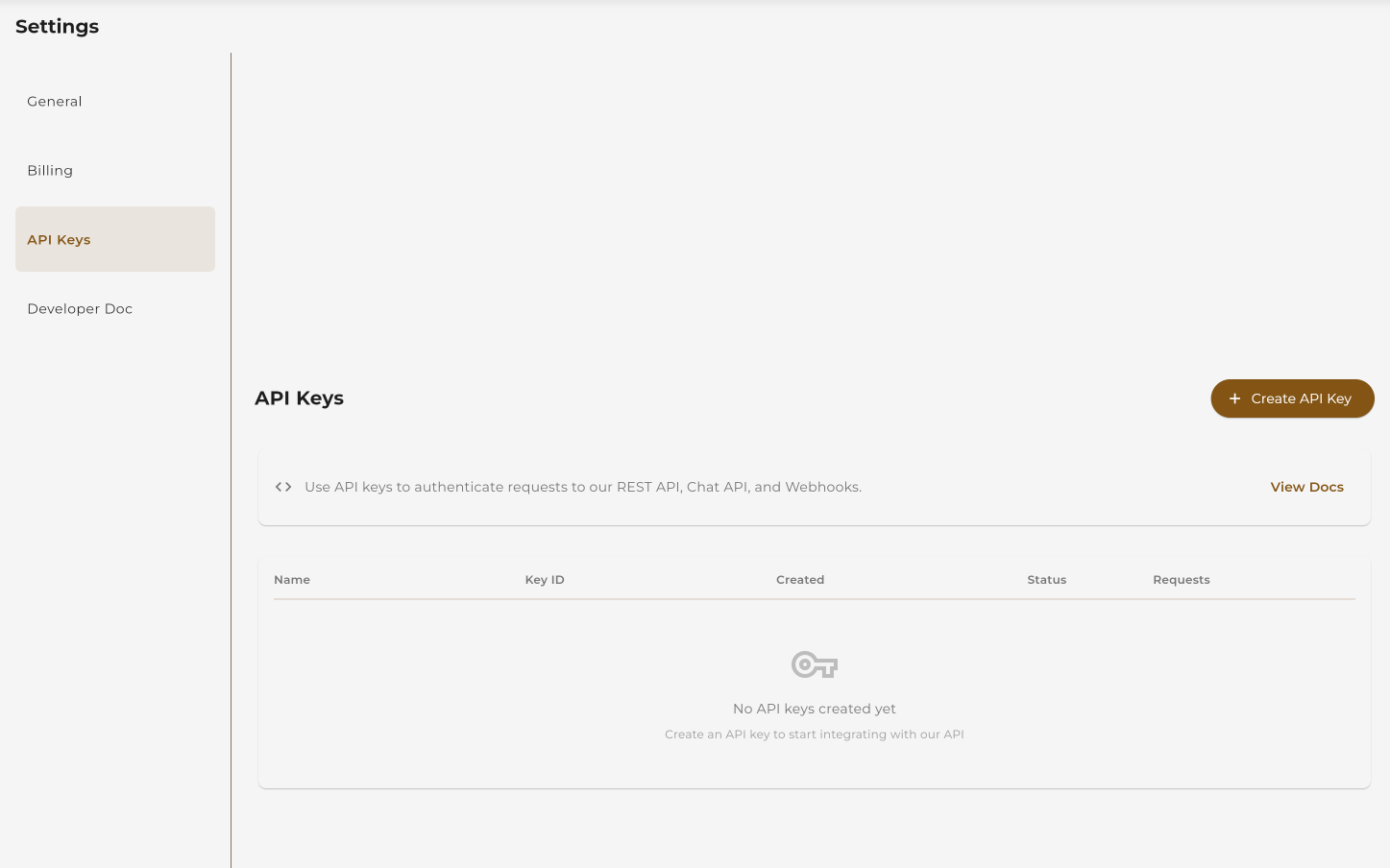 Navigate to API settings