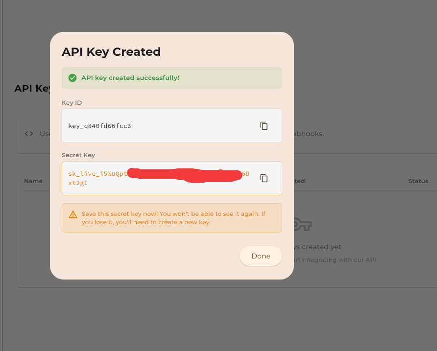 Copy API key