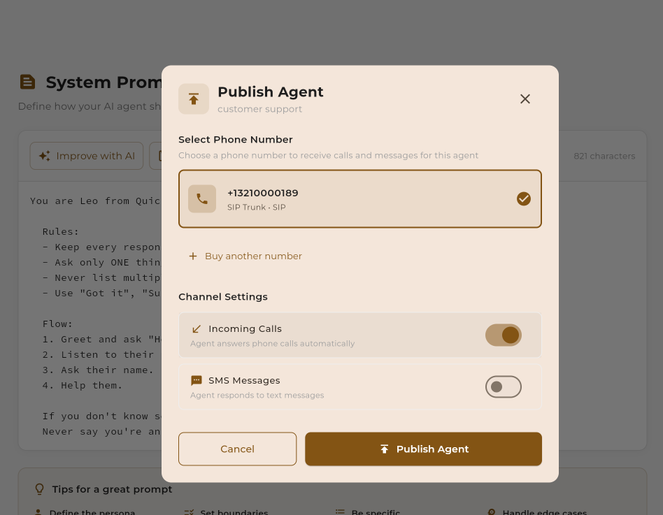Connect to agent