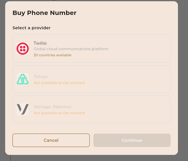 Phone Numbers Interface