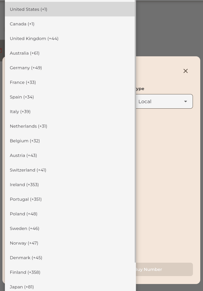 Select country