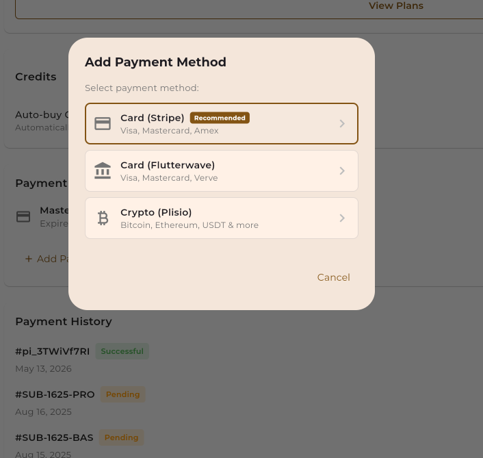 Add payment method form