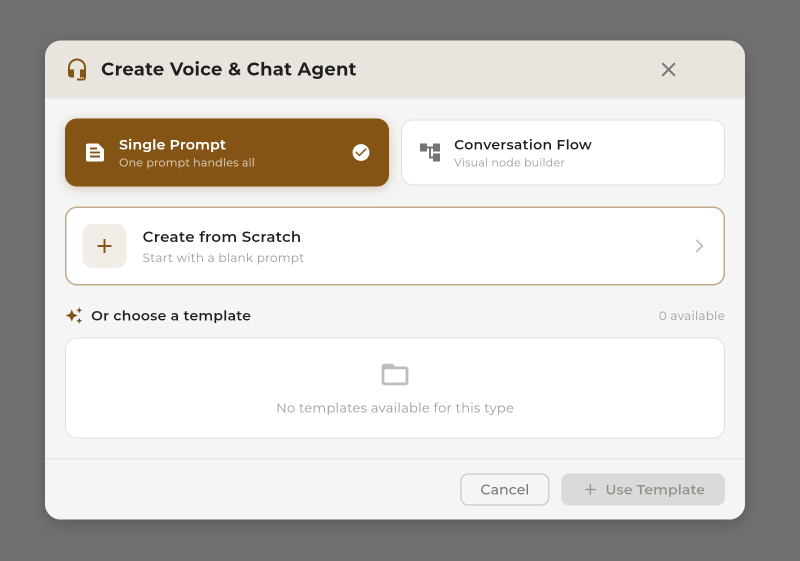 Workflow type selection screen