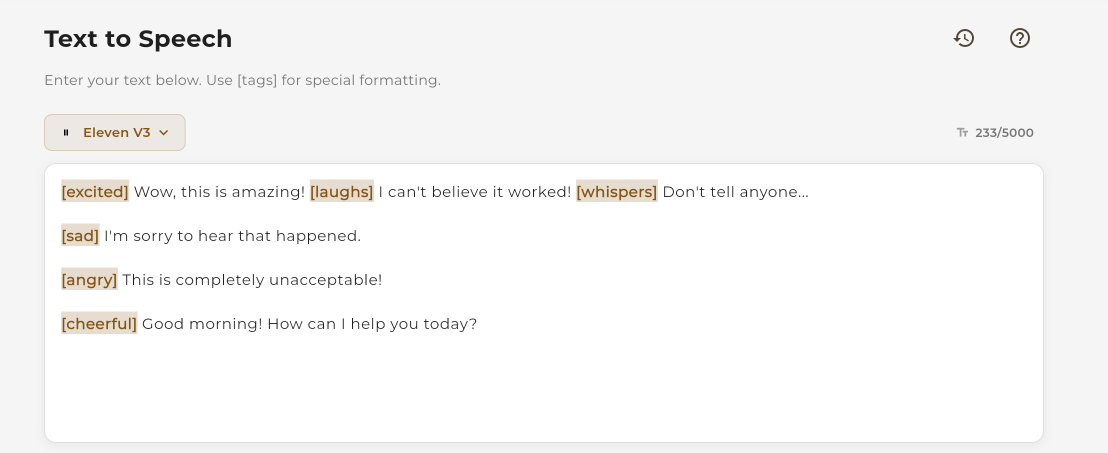 Text with emotion brackets